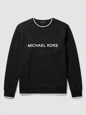 Michael Kors sporty chic Black Crewneck Sweatshirt with White Trim  size small